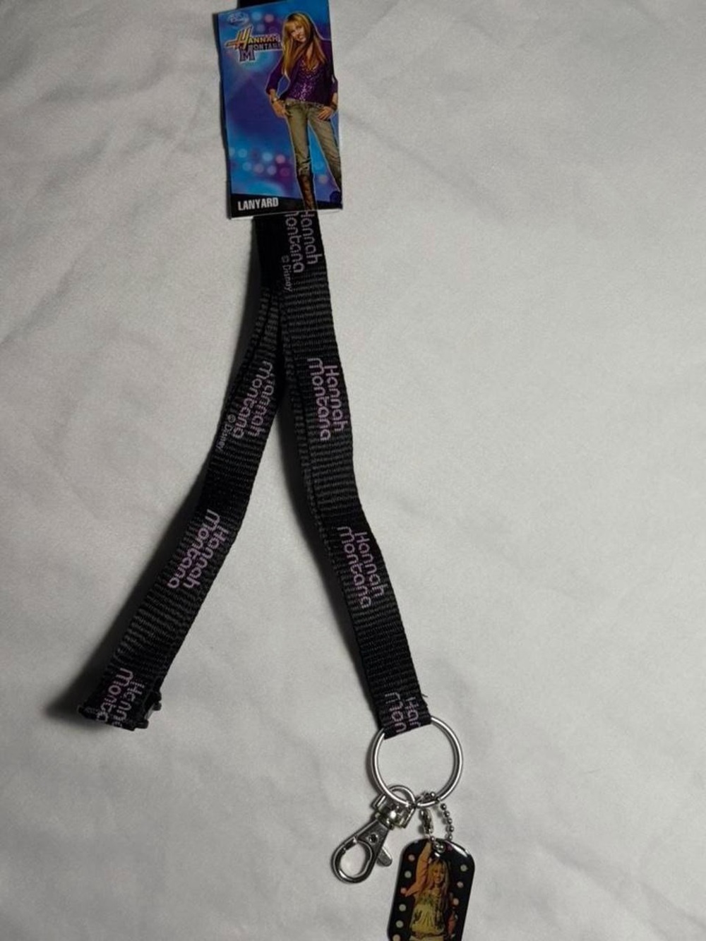 Disney Black Hannah Montana Lanyard with Pendant